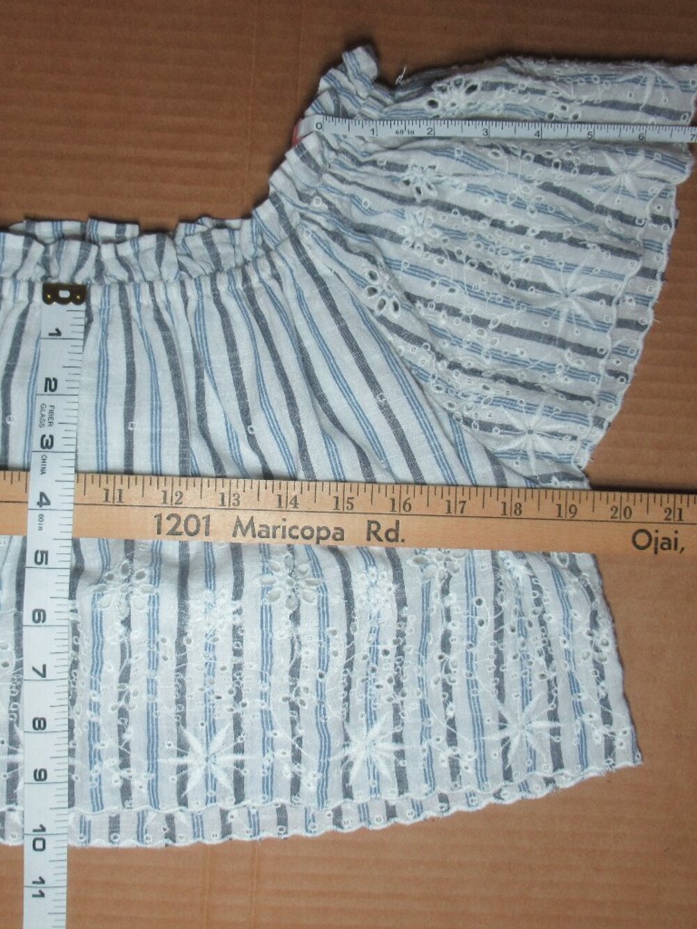NWT LoveShackFancy 100% Cotton Stripe Off-Shoulder Crop Top | Size Medium - Picture 4 of 10